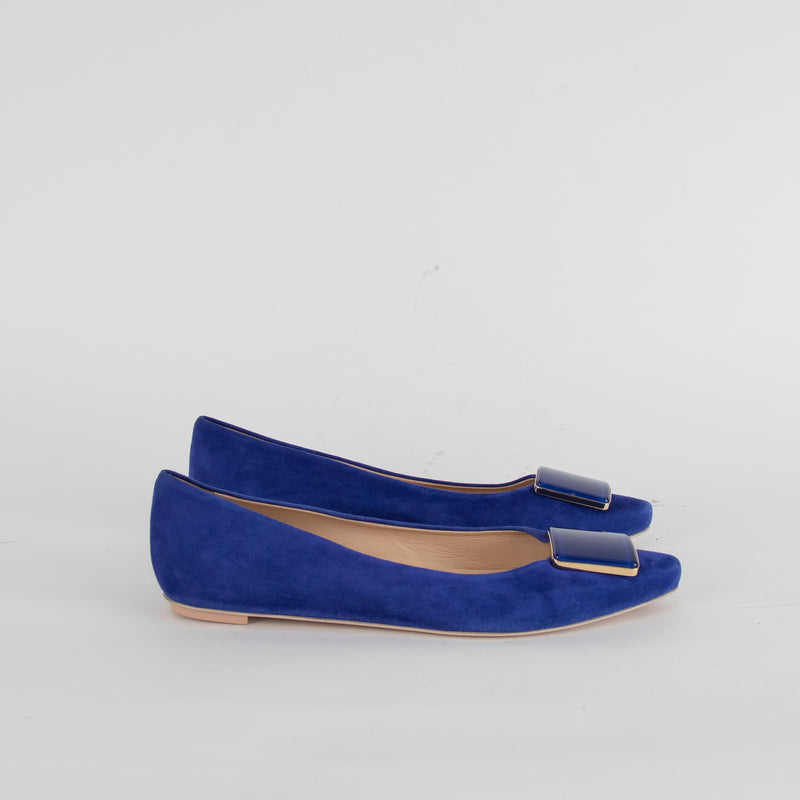 Tods Blue Suede Ballet Flats