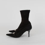 Christian Dior St Chic Bottine Black Suede Stretch  Boot