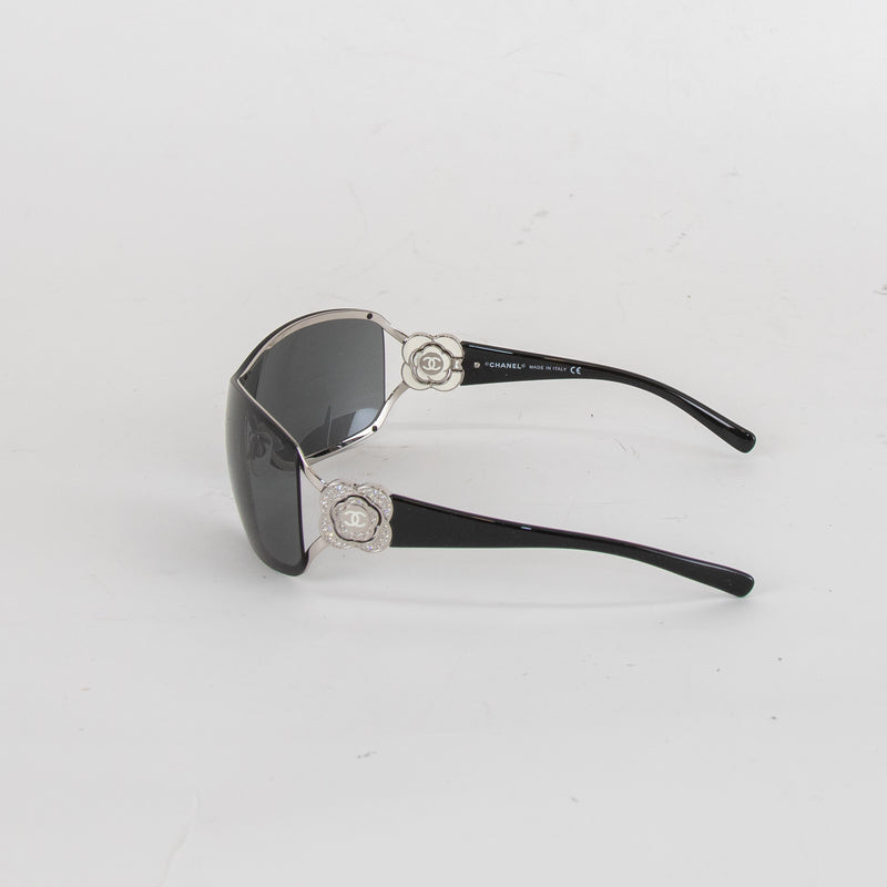 Chanel Black Sunglasses With Diamante Logo On Arm