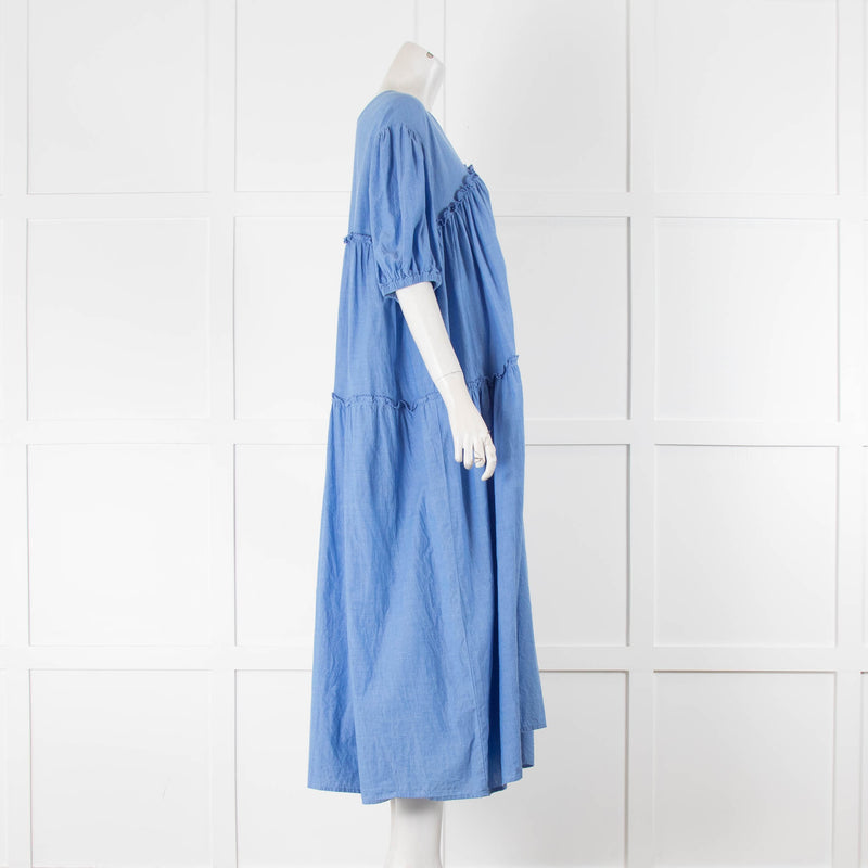 Rae Feather Blue Tiered Midi Dress