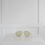 Illesteva Silver Frame Clear Green Aviator Sunglasses