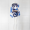 Themis Z Blue and White Patterned Wrap Jacket with Raffia Detail