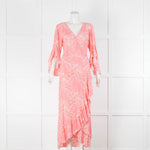 Melissa Odabash Pink & White Fern Print Maxi Wraparound Dress