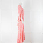 Melissa Odabash Pink & White Fern Print Maxi Wraparound Dress