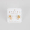 Sahira London Mini Pearl Cross Studs