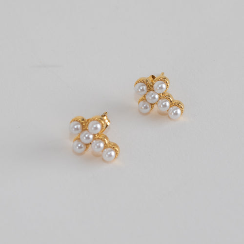 Sahira London Mini Pearl Cross Studs