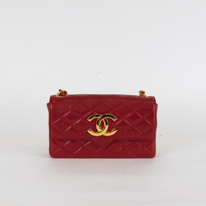 Chanel Small Red XL Quilted Lambskin Single Flap