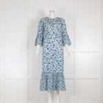 Beulah Blue Floral Broderie Anglaise Print Maxi Dress