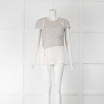 Phillip Lim Cream Stiped Short Sleeve Top With Button At Waist