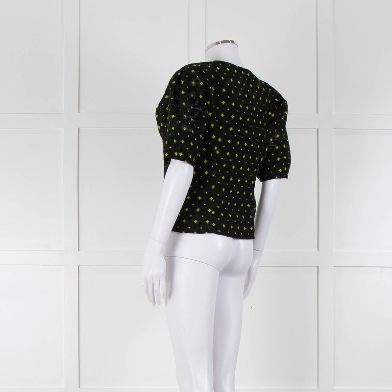 Baum Und Pferdgarten Black Neon Green Puff Sleeve Top