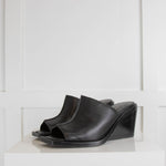 Rag & Bone Santiago Black Leather Wedge Mules