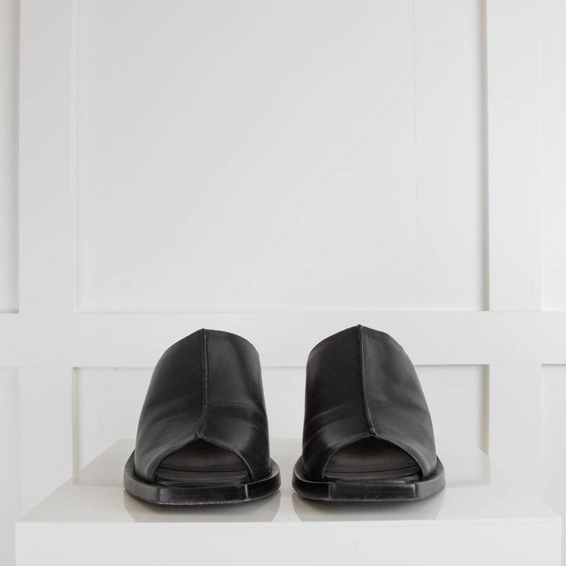 Rag & Bone Santiago Black Leather Wedge Mules