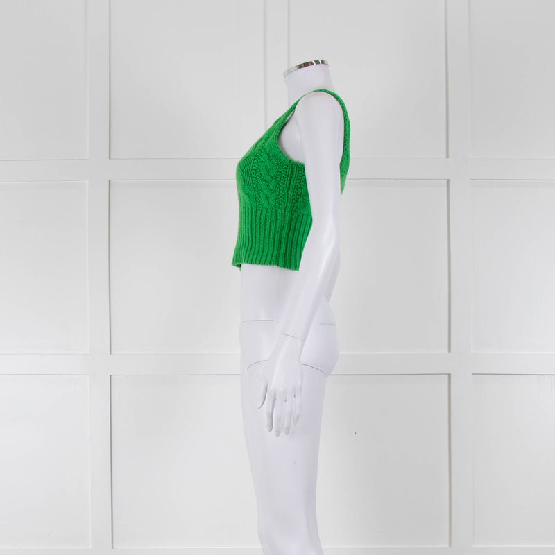 Samsoe Bright Green Wool Blend Cropped Tank Top