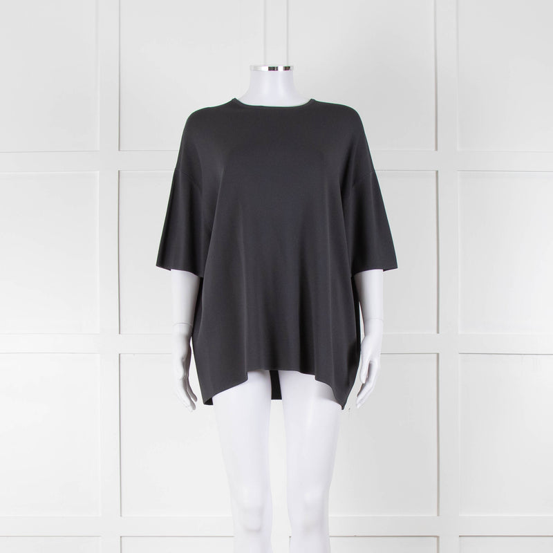 The Frankie Shop Grey Lenny Knit Boxy Short Sleeve Top