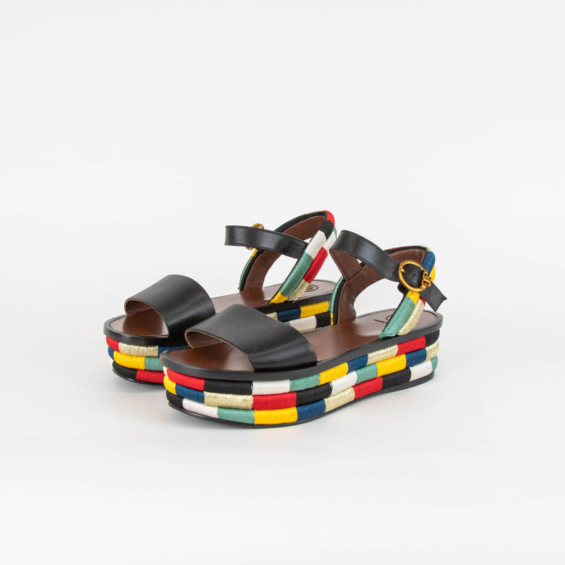 Tory Burch Multi Coloured Flatform Sole Sandals