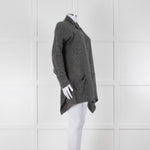 Sarah Pacini Grey Merino Wool Mohair Blend Wrap Cardigan