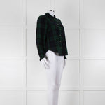 Iris Green Navy Check Frill Trim Shirt