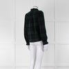 Iris Green Navy Check Frill Trim Shirt