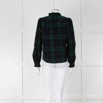 Iris Green Navy Check Frill Trim Shirt