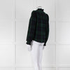 Iris Green Navy Check Frill Trim Shirt