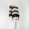 Essentiel Antwerp Cream Black Stripe Fringe Crystal Bead Jumper