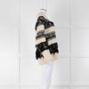 Essentiel Antwerp Cream Black Stripe Fringe Crystal Bead Jumper