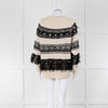 Essentiel Antwerp Cream Black Stripe Fringe Crystal Bead Jumper