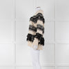 Essentiel Antwerp Cream Black Stripe Fringe Crystal Bead Jumper