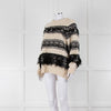 Essentiel Antwerp Cream Black Stripe Fringe Crystal Bead Jumper