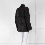 Mulberry Black Leather Belted Biker Jacket