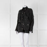 Mulberry Black Leather Belted Biker Jacket