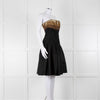 Alexander McQueen Black Faille Flared Pleated Dress with Gold Brocade Bust