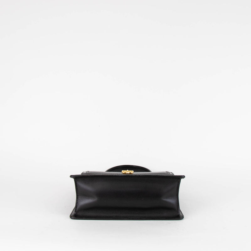 Gucci Vintage Black Buckle Turn Lock Top Handle Bag