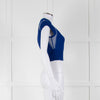 Alexander McQueen Blue White Stretch Knit Cropped Top