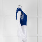 Alexander McQueen Blue White Stretch Knit Cropped Top