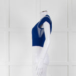 Alexander McQueen Blue White Stretch Knit Cropped Top