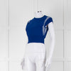 Alexander McQueen Blue White Stretch Knit Cropped Top