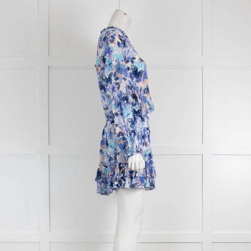 Poupette Saint Barth Blue Floral Short Sleeved Dress