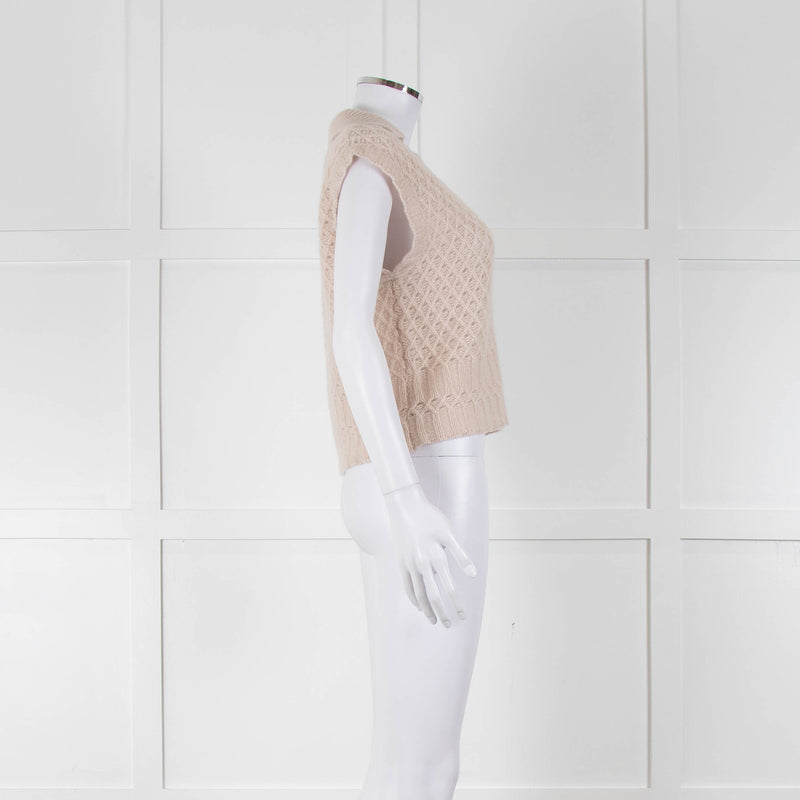 NO NAME Cream Cashmere Loose Knit Vest Top