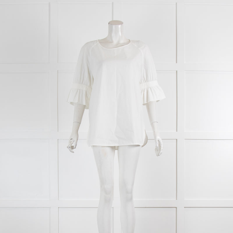 Weill White Cotton 3/4 Sleeve Top