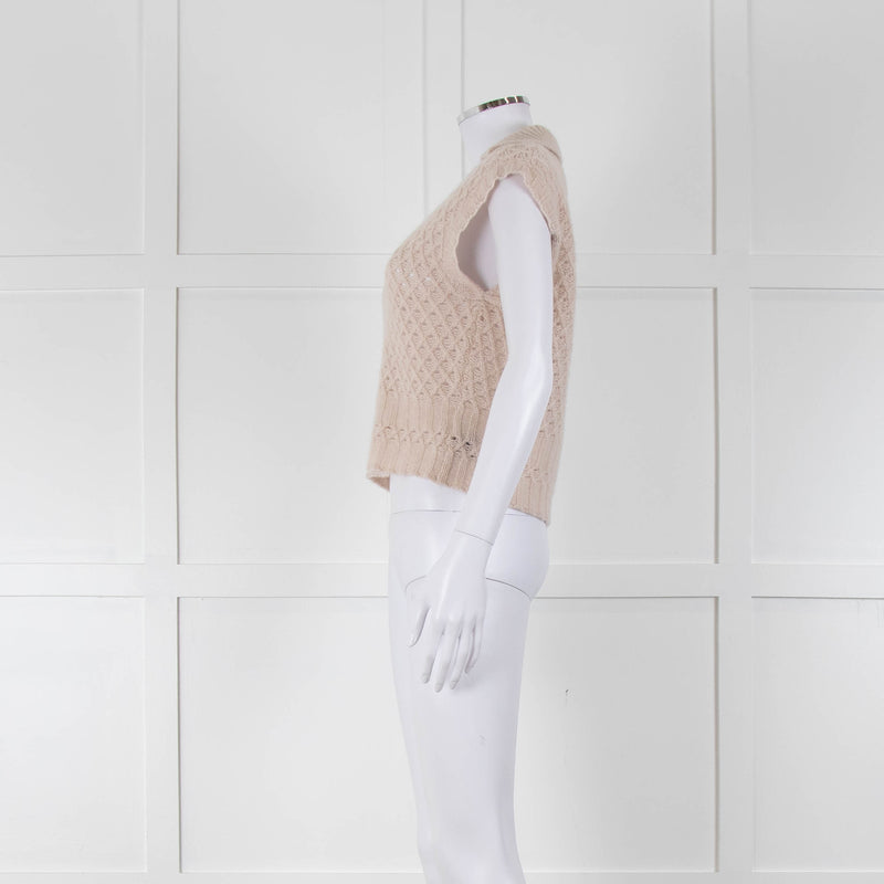 NO NAME Cream Cashmere Loose Knit Vest Top