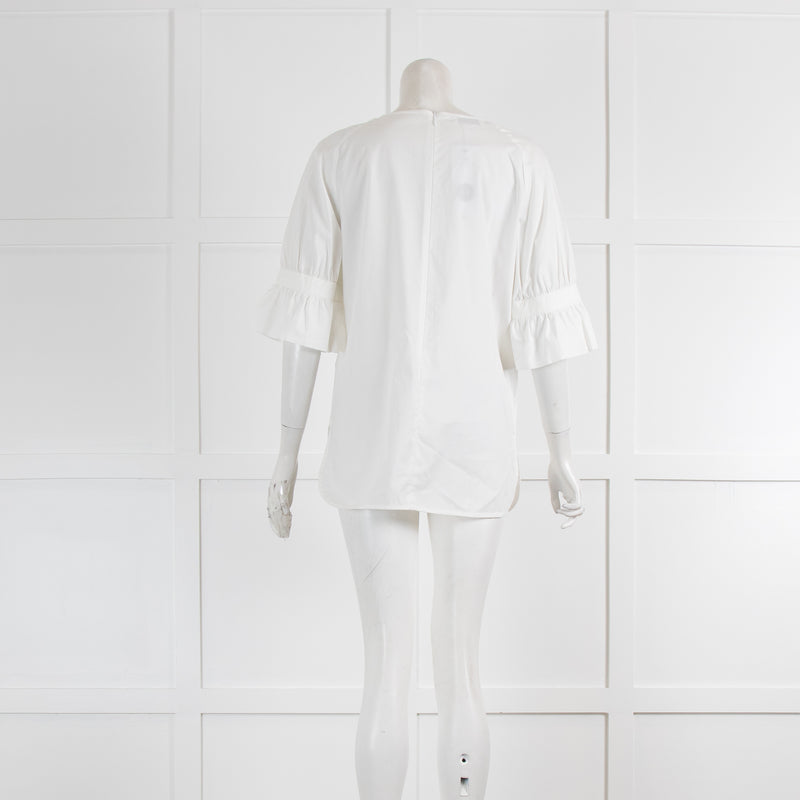 Weill White Cotton 3/4 Sleeve Top