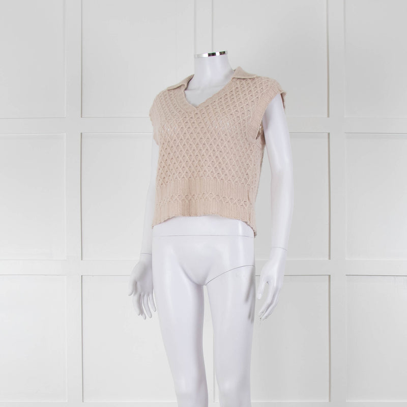 NO NAME Cream Cashmere Loose Knit Vest Top