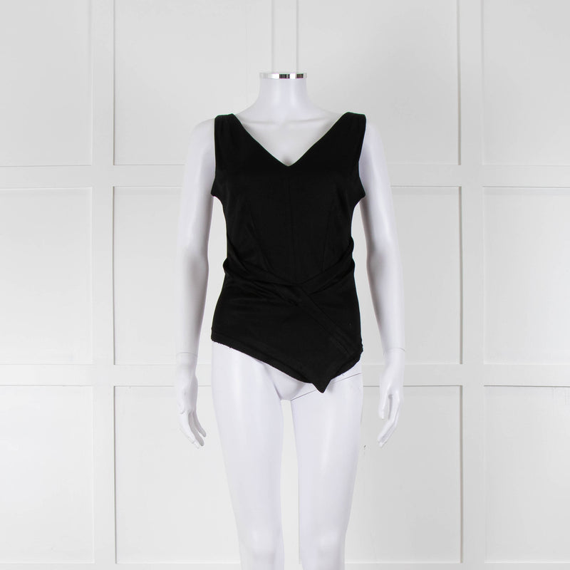 Balenciaga Black Draped Front Sleeveless Top