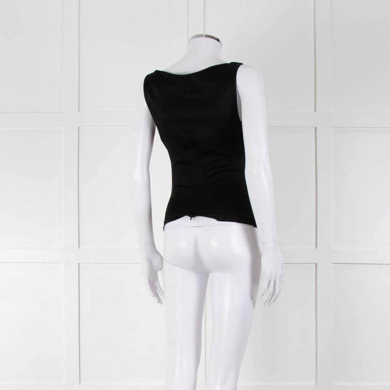 Balenciaga Black Draped Front Sleeveless Top