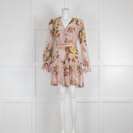 Zimmerman Pink Floral Sheer Button Front Dress