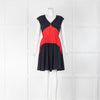 Prada Navy Red Colour Block Pleated Dress