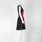 Prada Navy Red Colour Block Pleated Dress