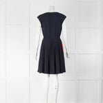 Prada Navy Red Colour Block Pleated Dress