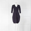 Burberry Navy V Neck Knitted Midi Dress